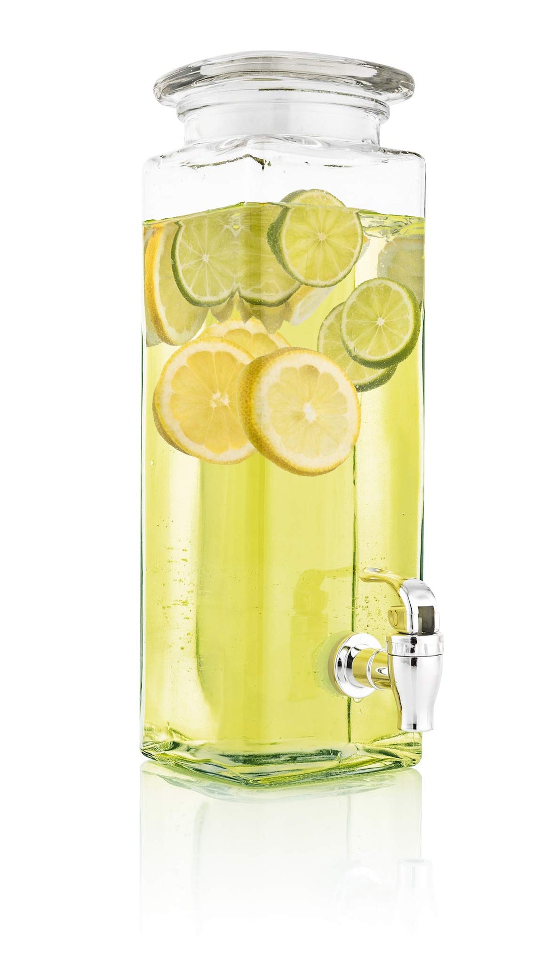 "Mary´s Kitchen Tools Eckiger Getränkespender 2,5 Liter aus Glas | mit Zapfhahn | Retro Wasserspende