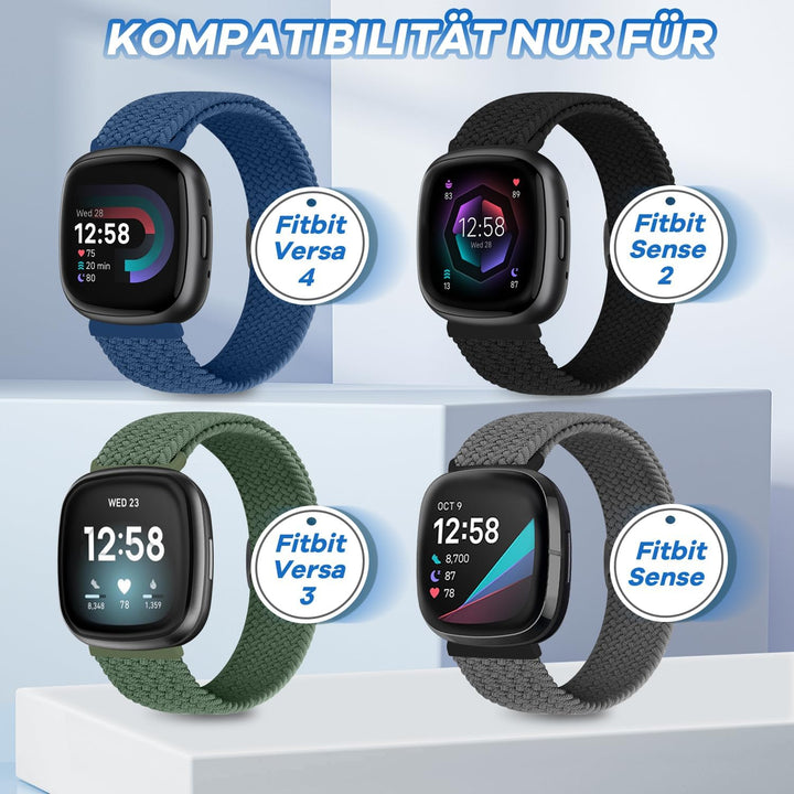 Geflochtenes Armband Kompatibel mit Fitbit Versa 4/Versa 3/Sense 2/Sense Armband für Damen Herren, E