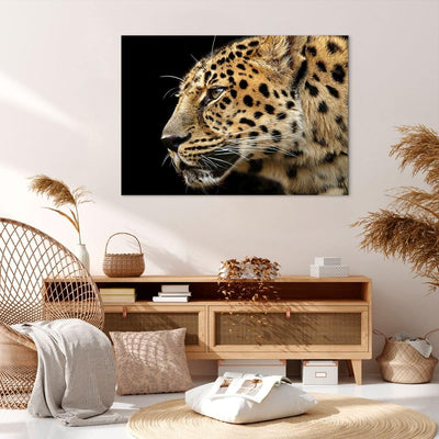 Bilder auf Leinwand 100x70cm Leinwandbild Tiere Leopard wilde Katze wilde Tiere Gross Wanddeko Bild