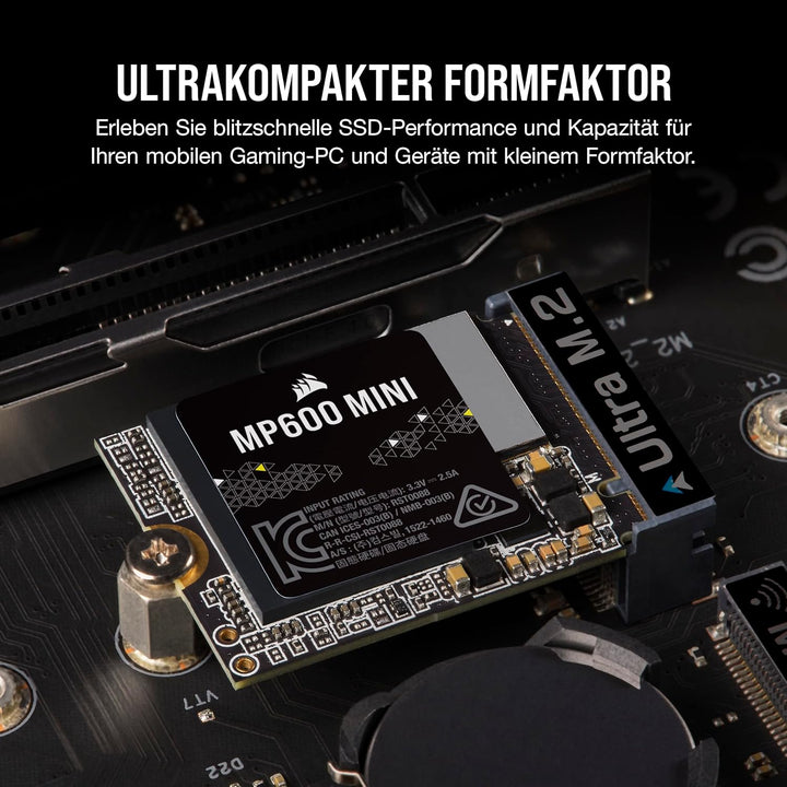 Corsair MP600 Mini 1 TB M.2 NVMe PCIe x4 Gen4 SSD – M.2 2230 – Bis zu 7.000MB/Sek. Sequentielles Les