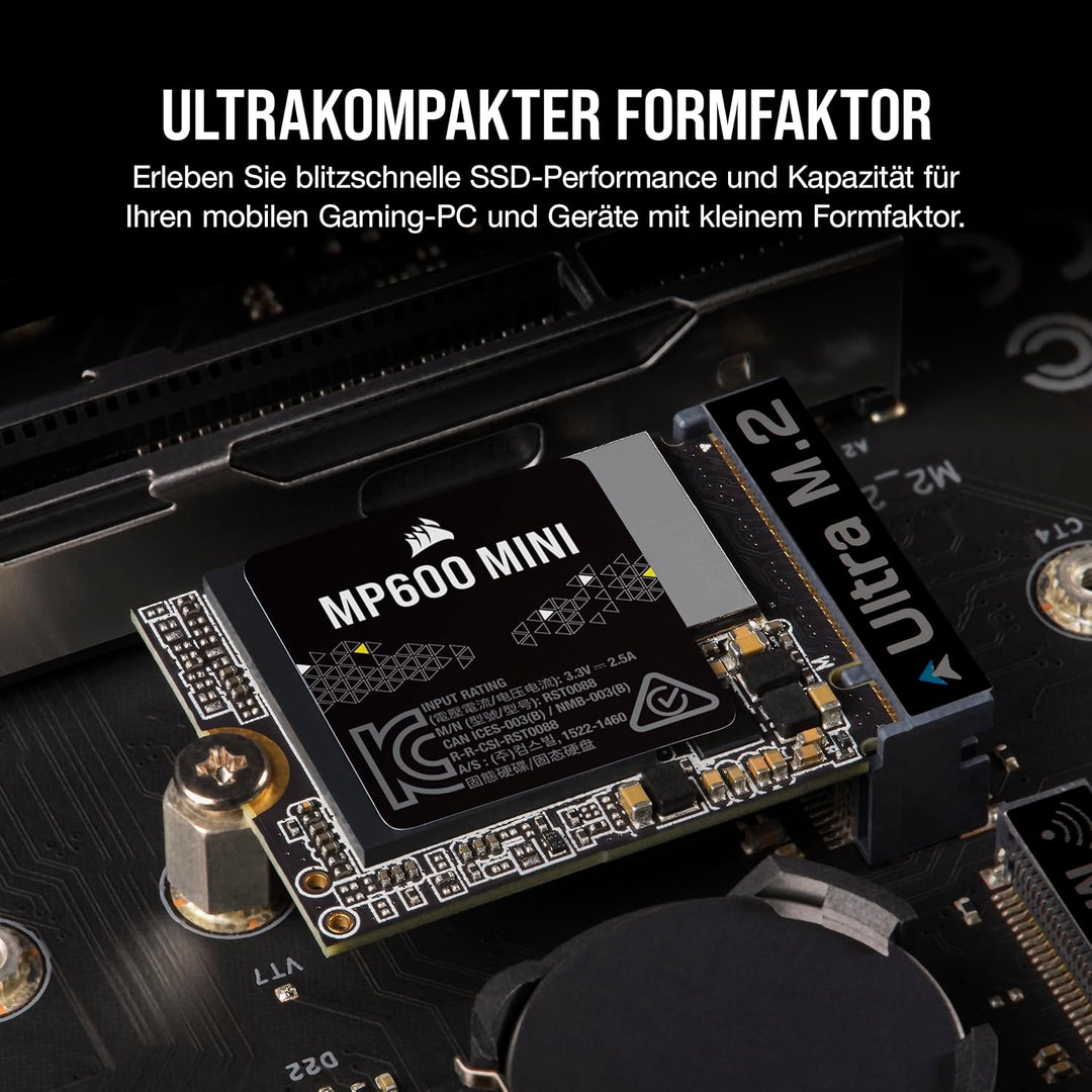 Corsair MP600 Mini 1TB M.2 NVMe PCIe x4 Gen4 2 SSD - M.2 2230 - Bis zu 4.800MB/Sek. Sequentielles Le