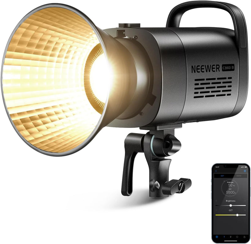 NEEWER CB60B 70W LED Videoleuchte Studiolicht 2,4G/APP Steuerung,COB Bi-Color Studio Dauerlicht 2700