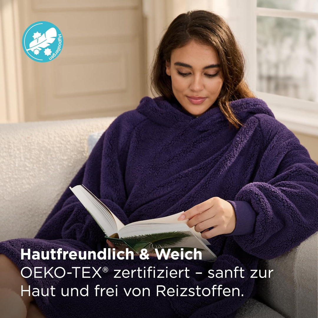 BEDSURE Hoodie Decke mit Ärmeln Deckenpullover - Tragbare Decke zum Anziehen als Geschenke für Fraue