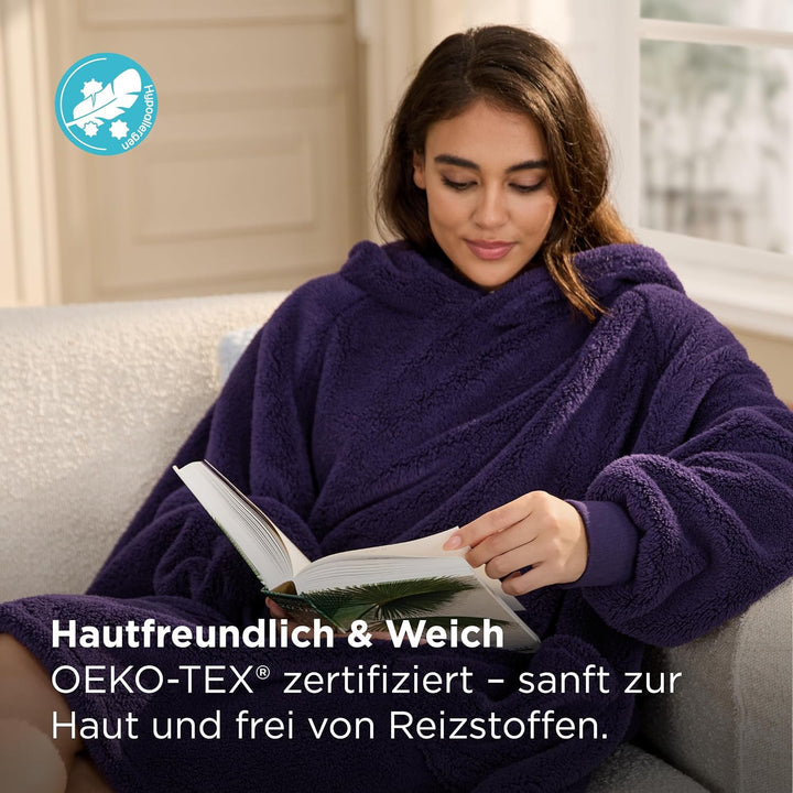 BEDSURE Hoodie Decke mit Ärmeln Deckenpullover - Tragbare Decke zum Anziehen als Geschenke für Fraue
