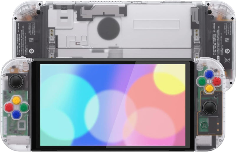 eXtremeRate Full Hülle für nintendo Switch OLED, DIY-Ersatz Konsole case & Kickstand, NS Joycon Gehä