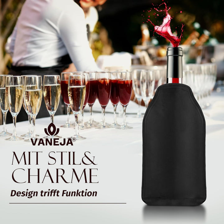 Flaschenkühler 2er Set – Kühlmanschette für Wein, Sekt &amp; Champagner | Flexible Gel-Kühlmanschetten f