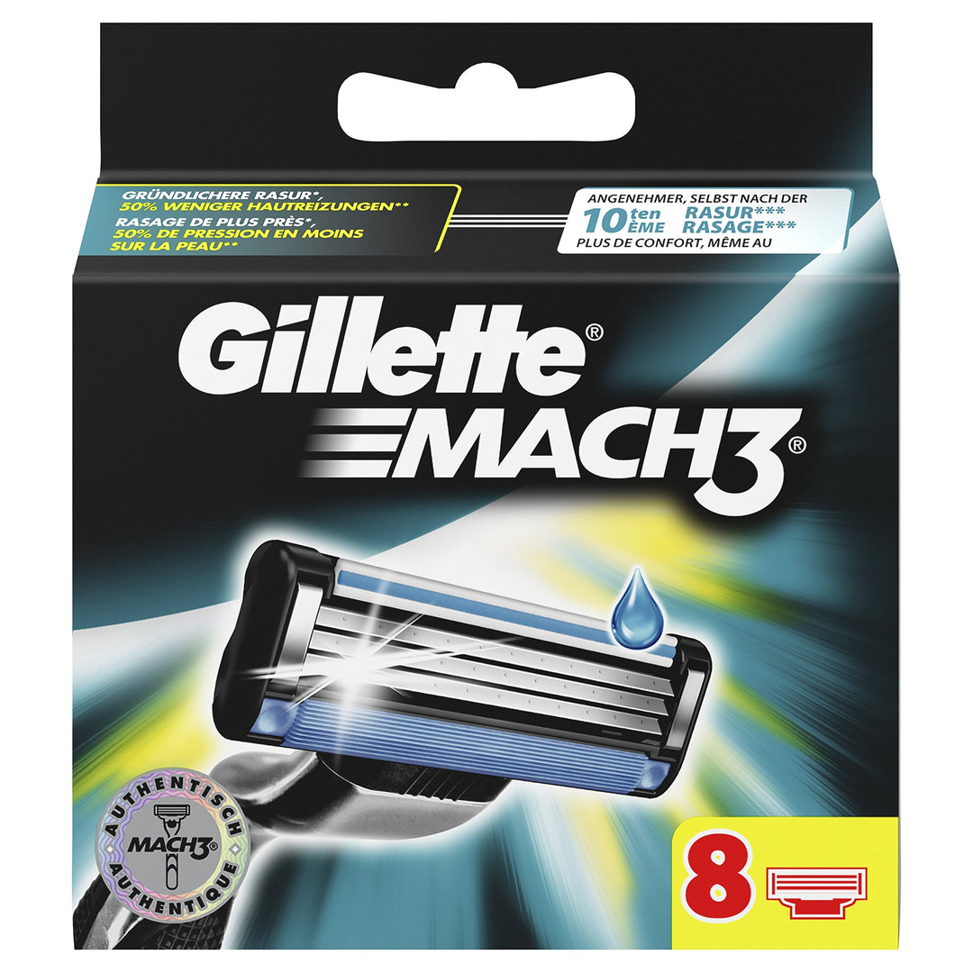 Gillette Mach3 Rasierklingen für Männer 8 Stück 8 stück (1er Pack) Standardverpackung, 8 stück (1er
