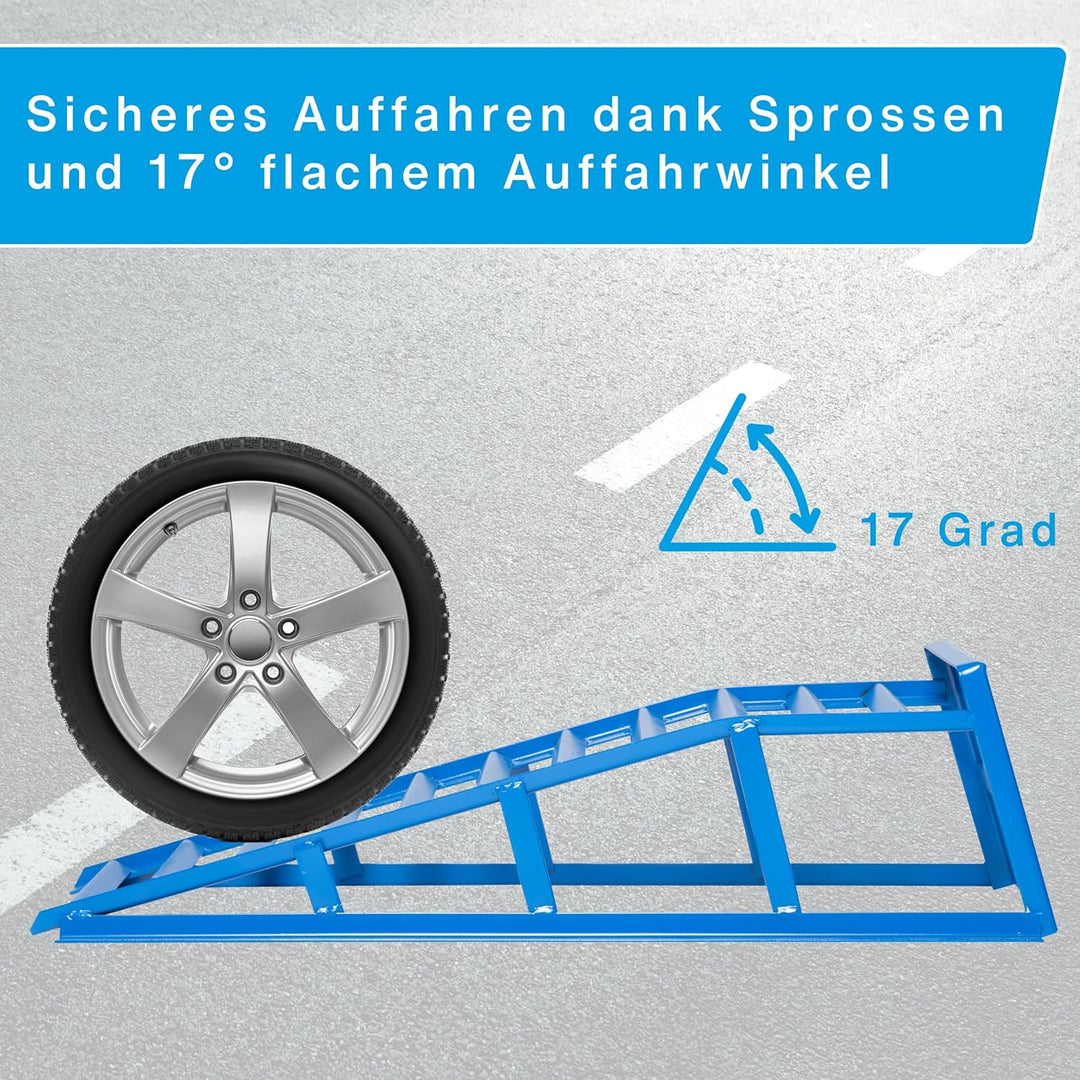 cartrend PKW Auffahrrampen-Set, bis 225 mm Hebebühne Kfz Rampe Auffahrbock Hebeplattform mit Überfah