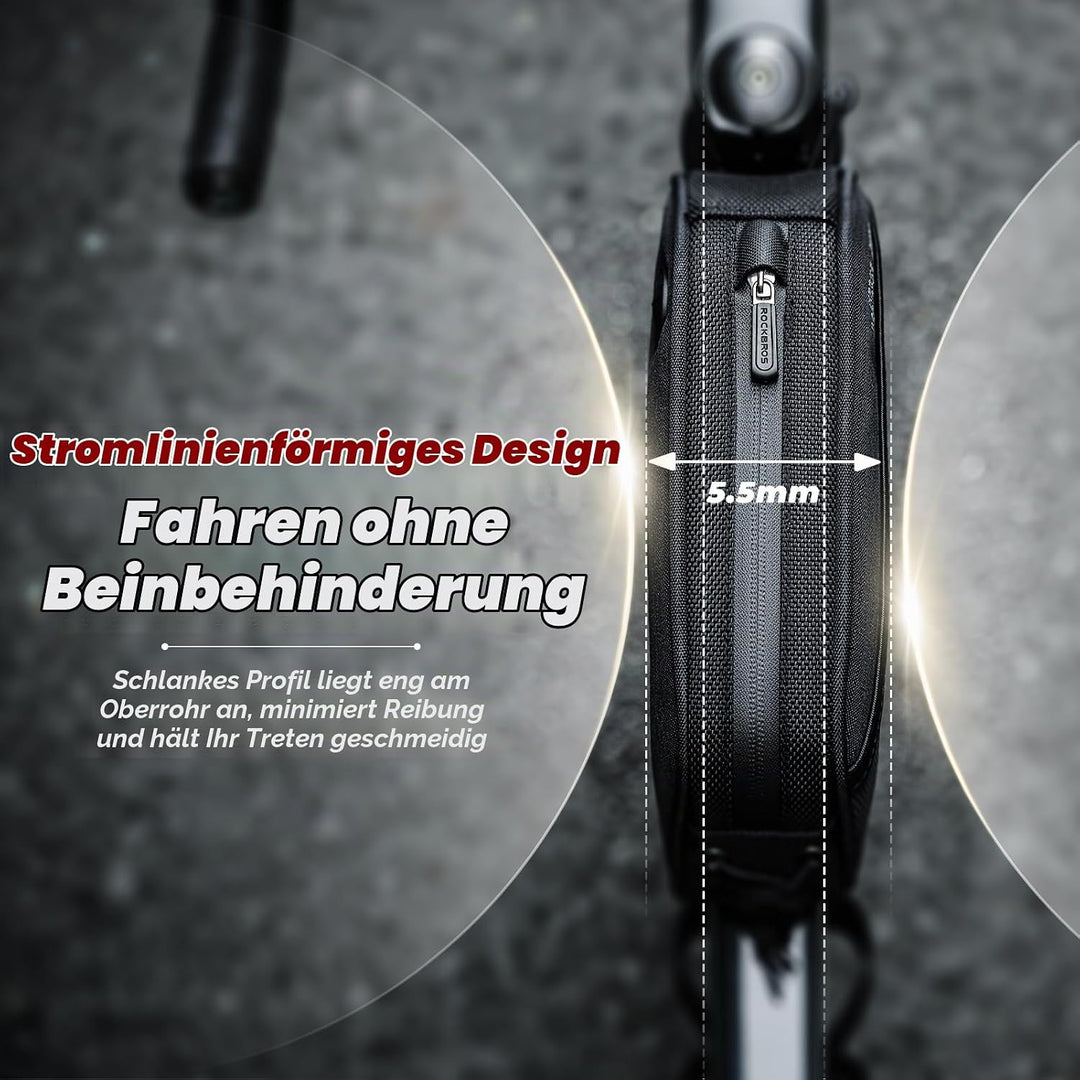 ROCKBROS Fahrrad Rahmentasche Oberrohrtasche mit Kabelöffnung, Schlankes Beinschonendes Design Top T