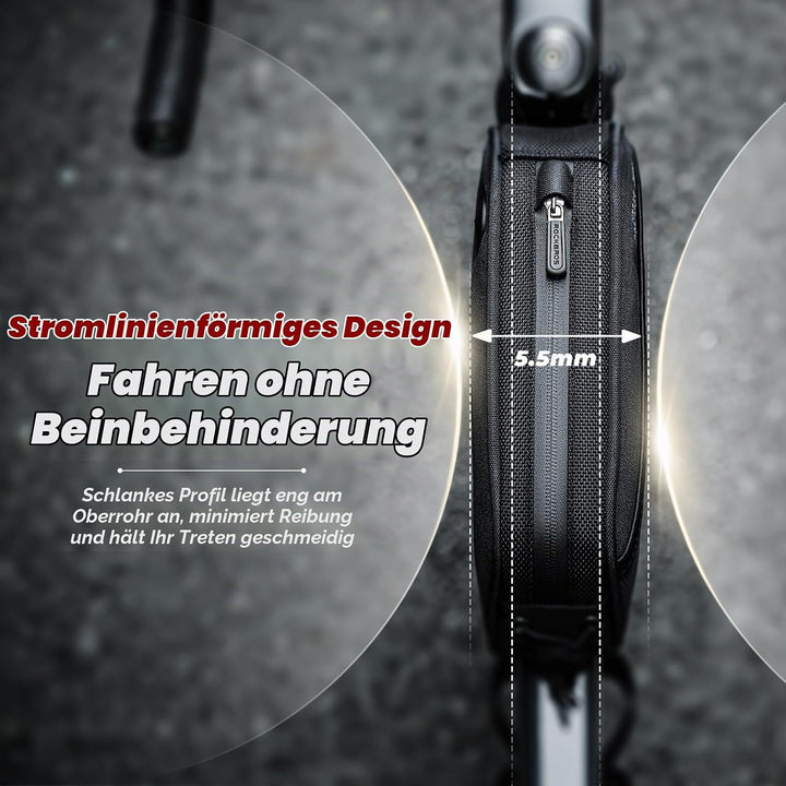 ROCKBROS Fahrrad Rahmentasche Oberrohrtasche mit Kabelöffnung, Schlankes Beinschonendes Design Top T