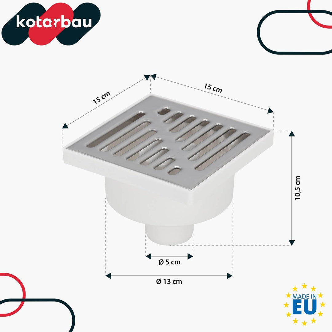 KOTARBAU® Bodenablauf 50 mm Abflussgitter Edelstahl quadratischer Duschrinne Duschablauf Bodenrinne