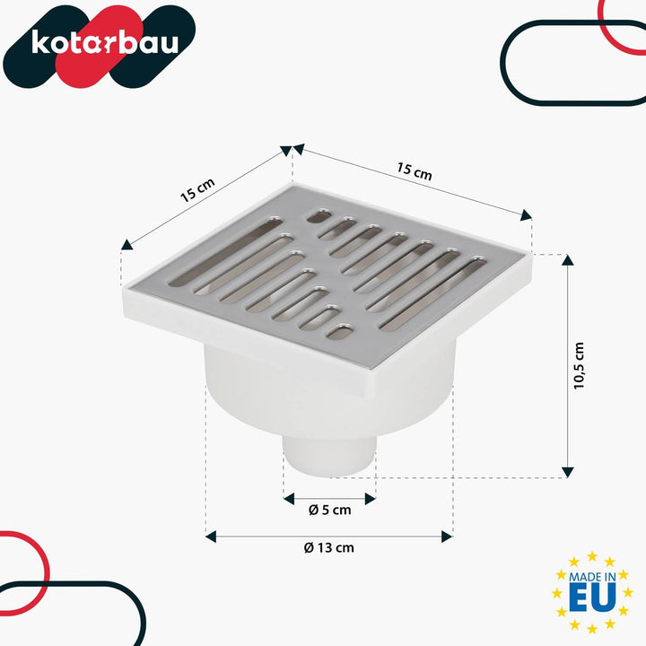KOTARBAU® Bodenablauf 50 mm Abflussgitter Edelstahl quadratischer Duschrinne Duschablauf Bodenrinne