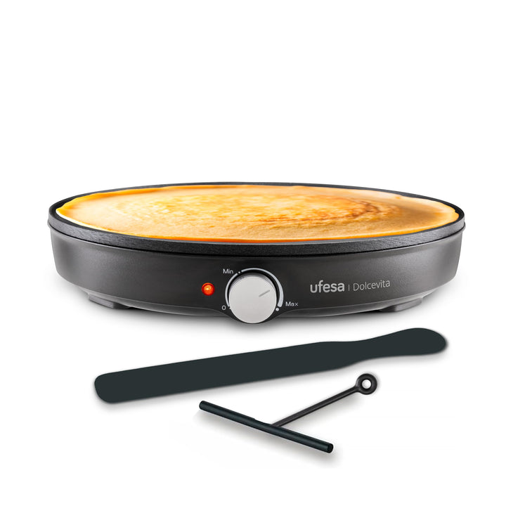 Ufesa Crêpes-Maker Dolcevita 1000W, Antihaftplatte 30cm, Einstellbare Temperaturregelung, Kontrollle