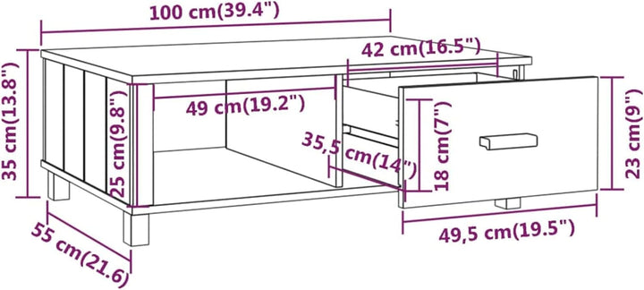Gecheer Couchtisch mit Schublade Beistelltisch Wohnzimmertisch Kaffeetisch Sofatisch Teetisch Massiv