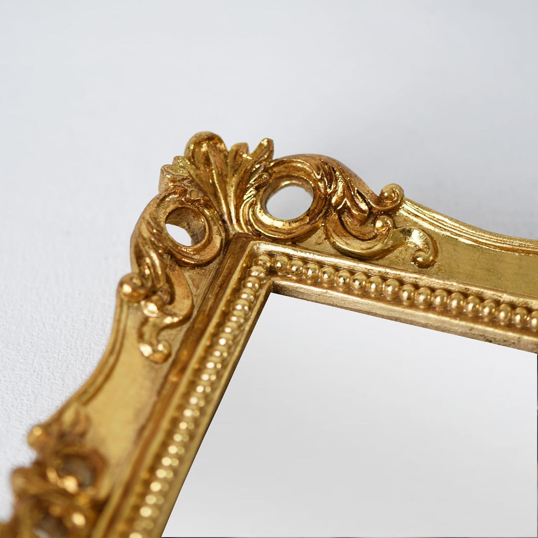 Funerom Dekorativer Vintage-Spiegel, Wandmontage, Tisch-Make-up-Spiegel, quadratisch, Antik-Gold, 41