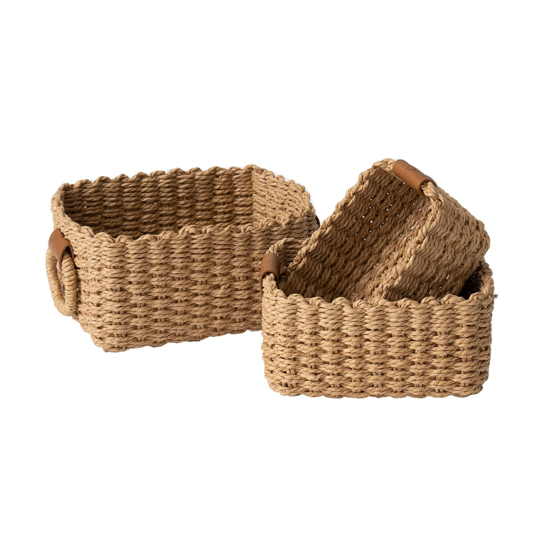 La Jolíe Muse Korb Aufbewahrung,Korb Geflochten Klein,3er Set Baskets,Organizer Körbchen in Shelf, K