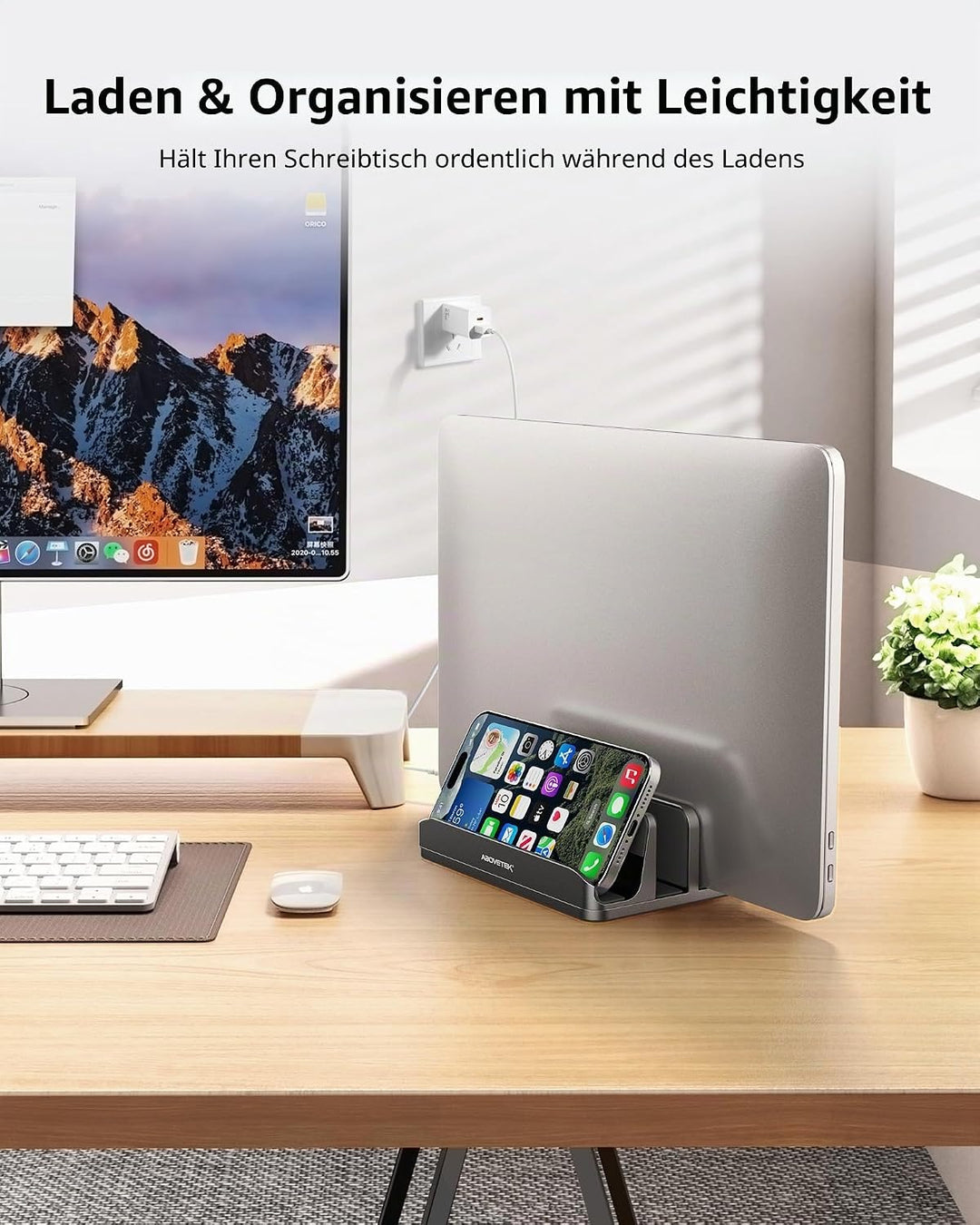 AboveTEK Vertikaler Laptopständer, Laptophalter für Laptop bis zu 17,3 ", Aluminium 4 in 1 Laptop St
