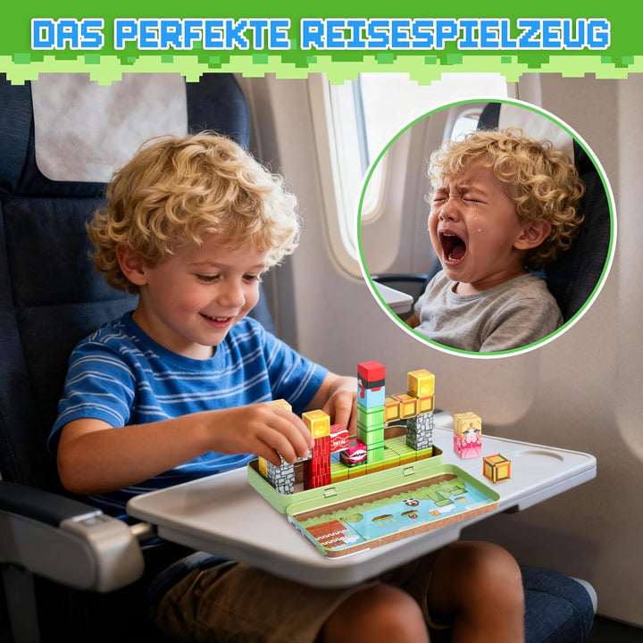 Ulikey Magnetische Bausteine, Reisespielzeug Magnetic Blocks, Magnetbausteine Kinder Tragbare, STEM