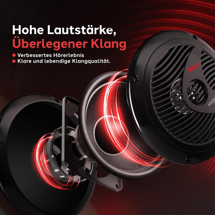 Pyle Wasserdichte Lautsprecher 6.5-Zoll Dual Cone Stereo, PLMR60B Schwarz STANDARD, Schwarz STANDARD