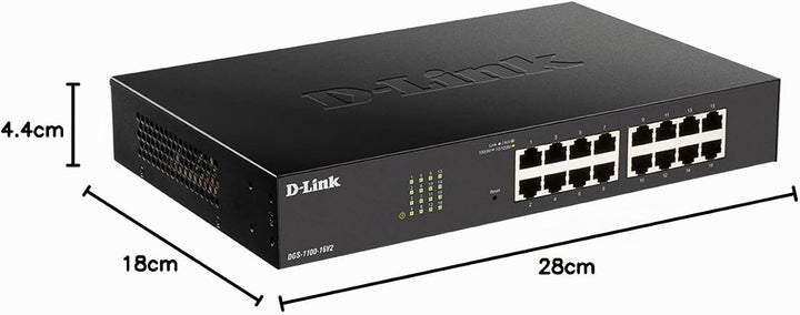 D-Link DGS-1100-16V2 16-Port Gigabit Smart Switch (10/100/1000 Mbit/S, Einfache Plug &amp; PLAY-Installa