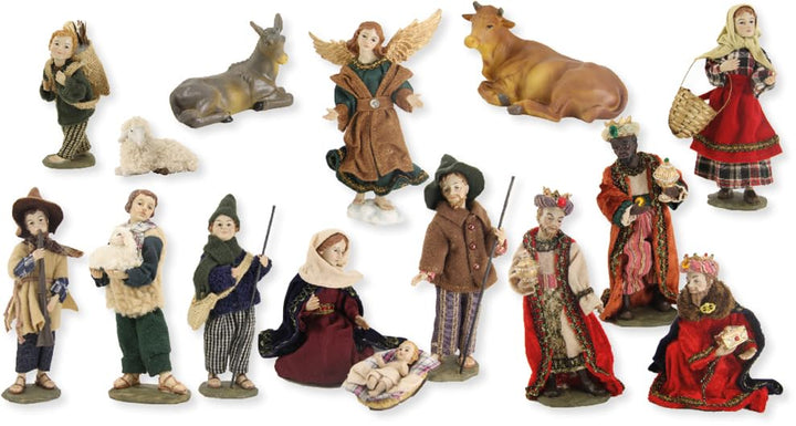 FADEDA 15x Krippenfiguren alpenländisch, Ankleidefiguren/Höhe:10 cm/handbemalt/detailgetreue Krippen