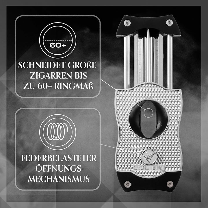 Colibri V-Cut Zigarrenschneider - Diamanten-Muster - Tiefer 7mm V-Schnitt - Bis zu 60+ Ringmass Ziga