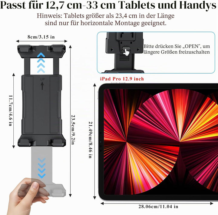 OHLPRO Tablet Autohalterung-Universelle 360° Drehbare Tablet Halterung Auto Vorne, Tablethalterungen