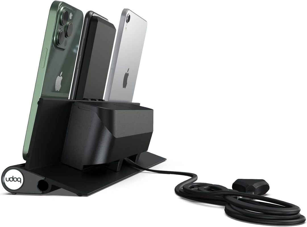Universal Ladestation für Smartphones Tablets und AirPods, udoq 400, Aluminium, mit Power Delivery F