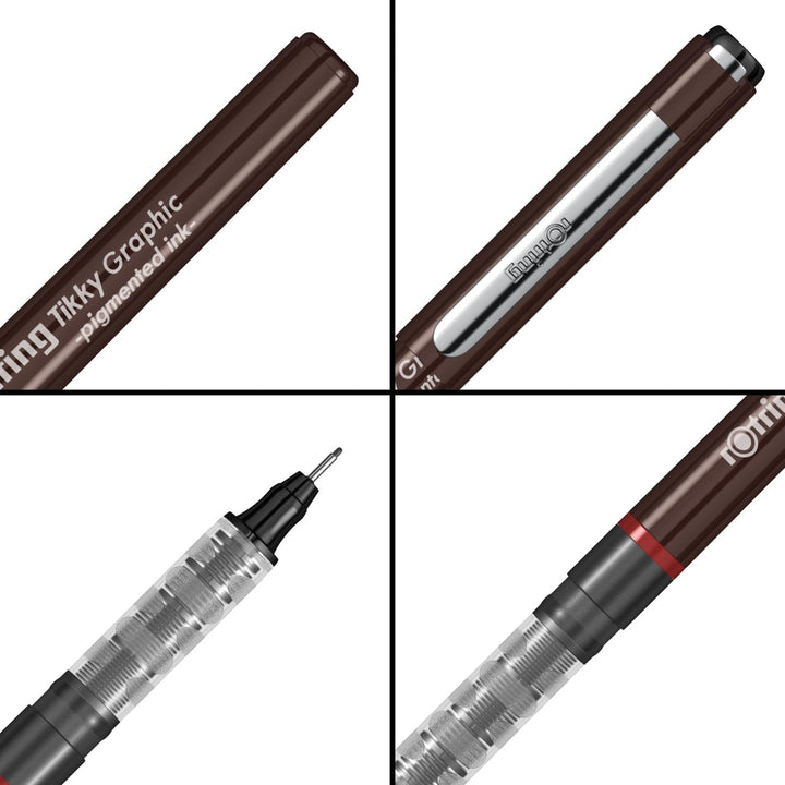 rOtring Tikky-Grafik Fineliner Filzstifte | 0,3 mm | schwarze Tinte | 12-er Box 0.3 bordeaux, 0.3 bo