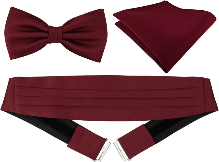 TigerTie Kummerbund Einstecktuch Satin Fliege in einfarbig Uni - Schärpe Leibbinde Bordeaux, Bordeau