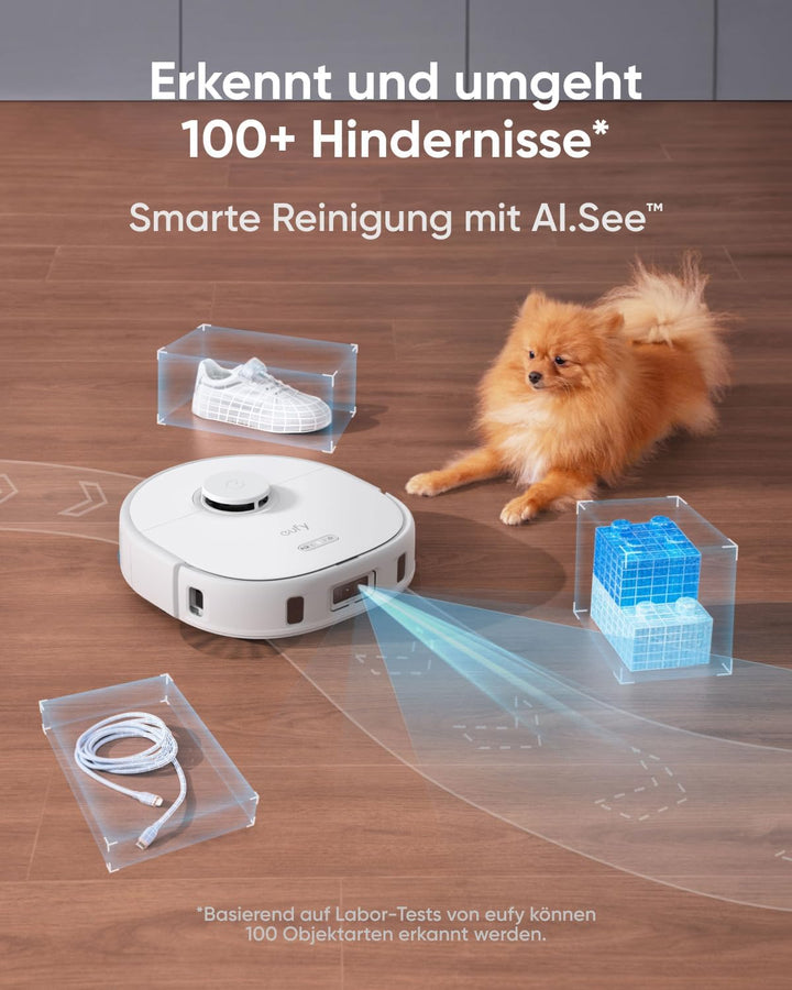 eufy Saug- und Wischroboter X10 Pro Omni, All-in-One, Weiss | Aktive Hindernisvermeidung, 8.000Pa, A