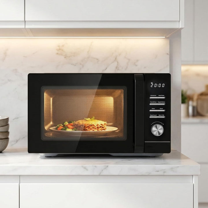 HMW-MD25DMRBK Mechanischer Mikrowellenherd, 25 l, 800 W Aufsatz-Mikrowelle mit 5 Leistungsstufen, Ti