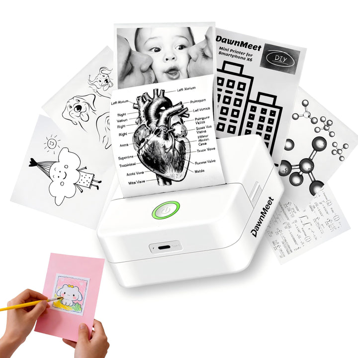 Mini Drucker für Smartphone X6, Bluetooth Thermodrucker Handy Drucker Etikettendrucker Fotodrucker 1