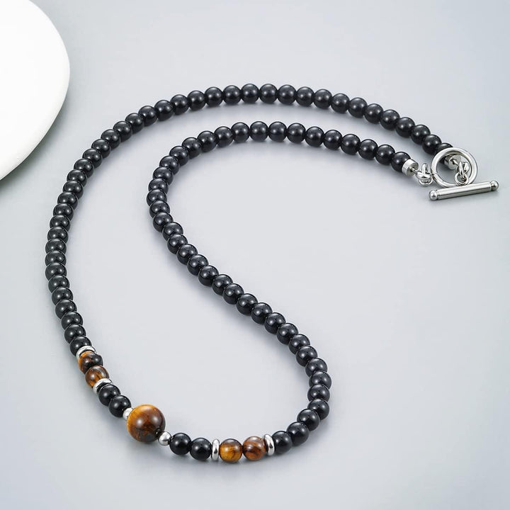 Handgemachte Herren Tigerauge Onyx Perlenkette Kette Natürliche Edelsteine Heilung Kristallschmuck (