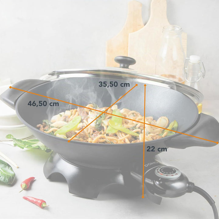 Domo DO-8708W DO8708W elektrischer Wok, Aluguss, 5 liters