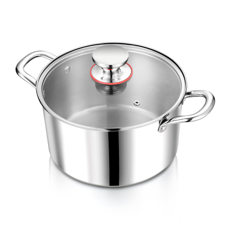 Herogo Kochtopf, Edelstahl Kochtopf Induktion mit Glasdeckel, Ø 20 cm / 3,3 L Suppentopf Fleischtopf
