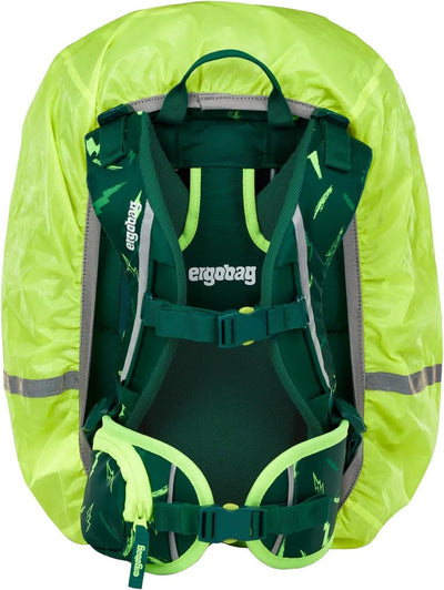 ergobag Regenschutz für Schulranzen und Rucksack, wasserdicht, mit Reflektoren und Gummizug Grün - H