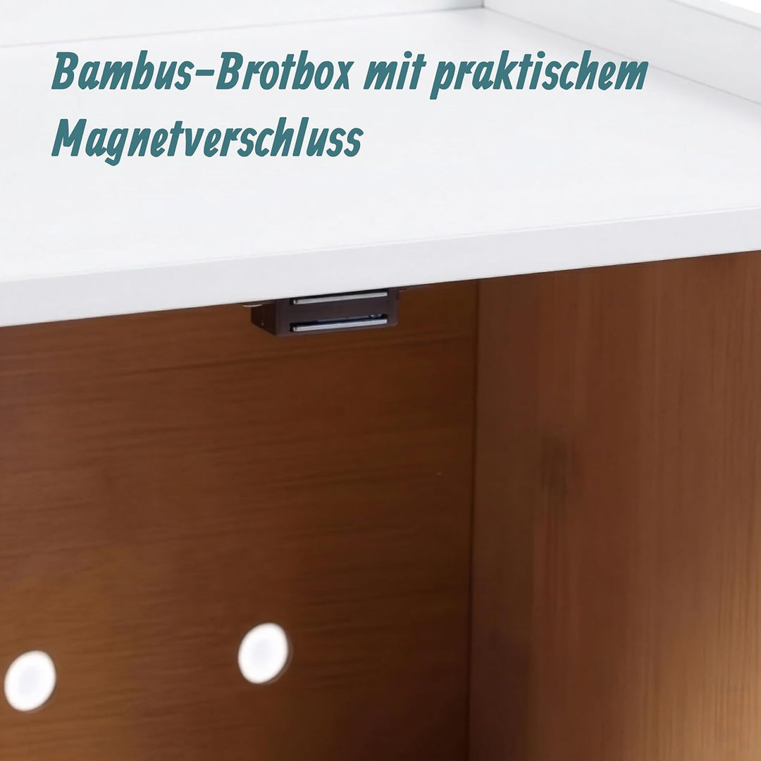 Relaxdays Brotkasten Bambus, 2 Etagen, Brotlade mit Sichtfenstern, Klapptüren, HBT: 34 x 36,5 x 24 c