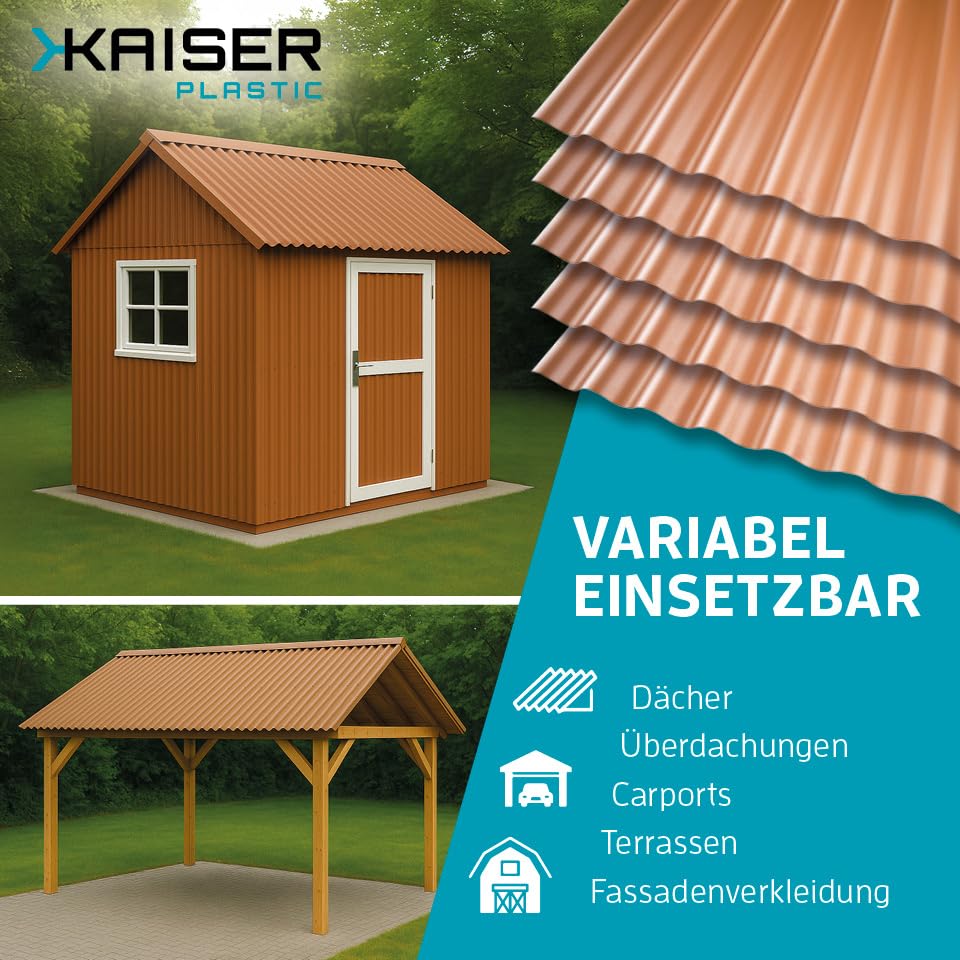 KAISER plastic® Wellplatten kupfer | Wellplatten Dach, Welldach Kunststoff | Dachplatten wetterfest