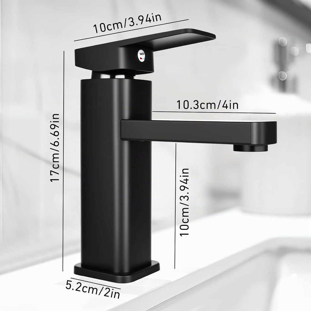 Wasserhahn Bad Waschtischarmatur Armatur Schwarz Waschtischmischer Warm und Kaltwasserhahn Einhebelm