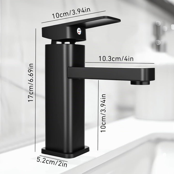 Wasserhahn Bad Waschtischarmatur Armatur Schwarz Waschtischmischer Warm und Kaltwasserhahn Einhebelm