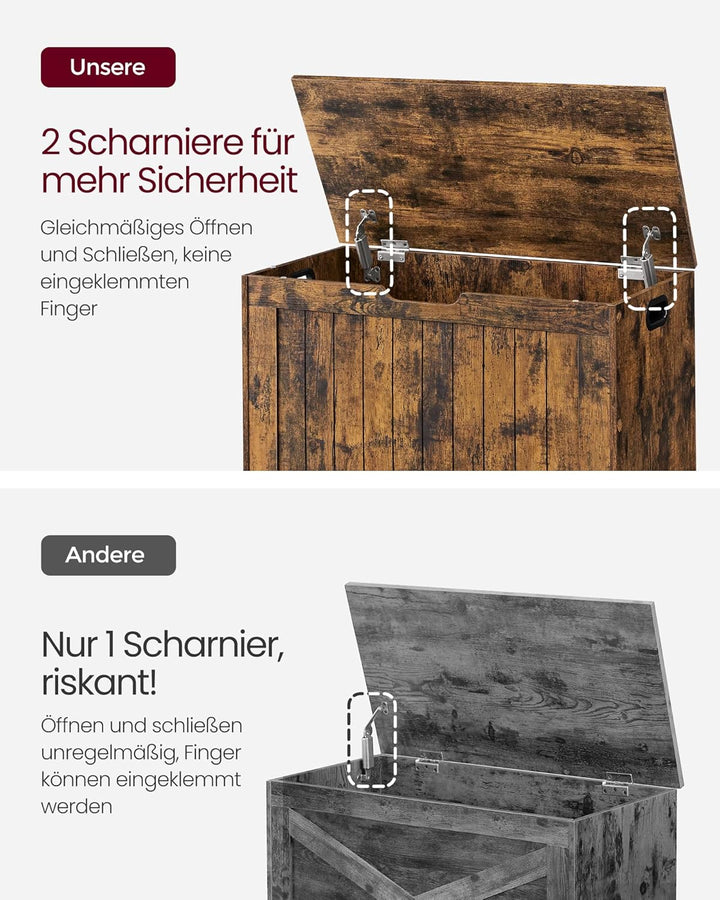 VASAGLE Schuhbank, Sitzbank mit Stauraum, Sitztruhe, 2 Sicherheitsscharniere, Aufbewahrungsschrank,