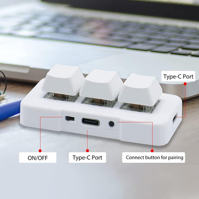 PCsensor 3 Tasten Mini Tastatur Wireless USB 2 in 1 Mechanische Gaming Tastatur Hot Key Customized P