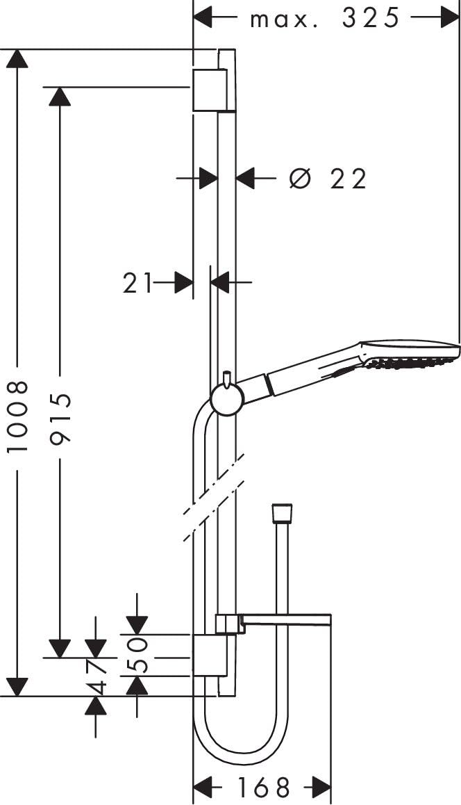 hansgrohe Raindance Select E 120 Duschset 0,90m, 3 Strahlarten, mit Seifenablage, Weiss/Chrom