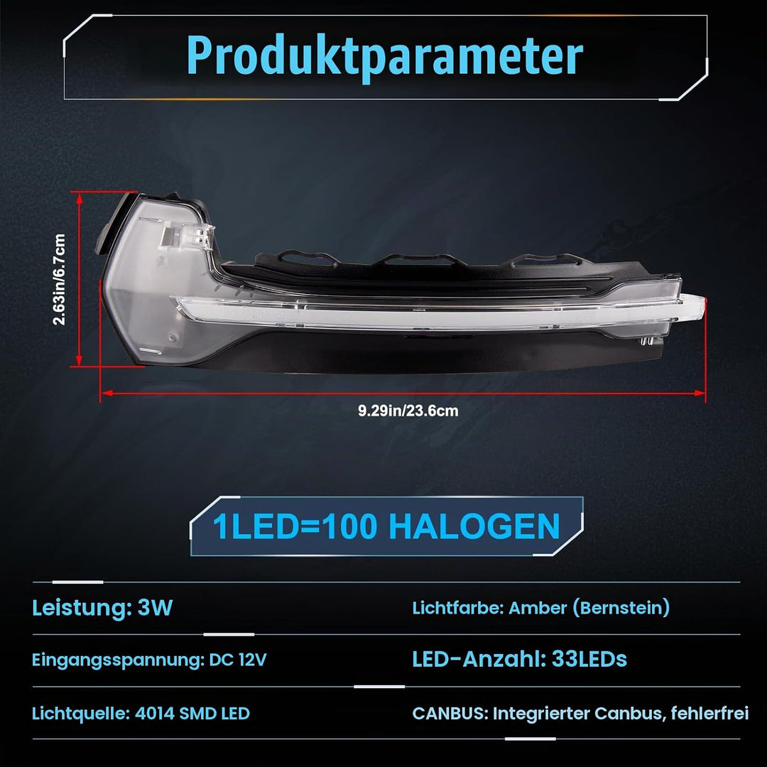 POPMOTORZ 2 Stück LED Spiegelblinker mit Canbus Fehlerfrei 4014 SMD für A-udi A3 8V S3 8V RS3 8V 201