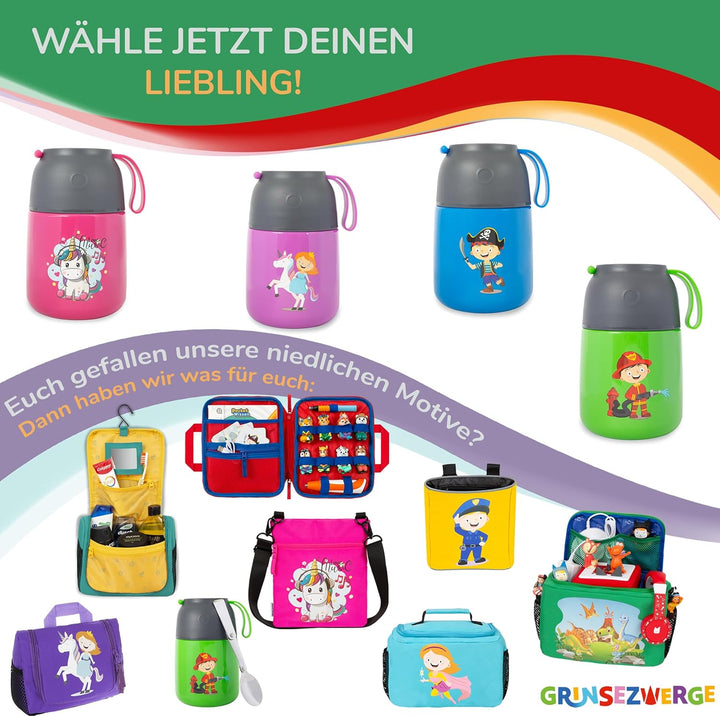 Kinder Thermobecher 500ml für Speisen und Getränke | Edelstahl Thermobehälter für Essen | Warmhalteb