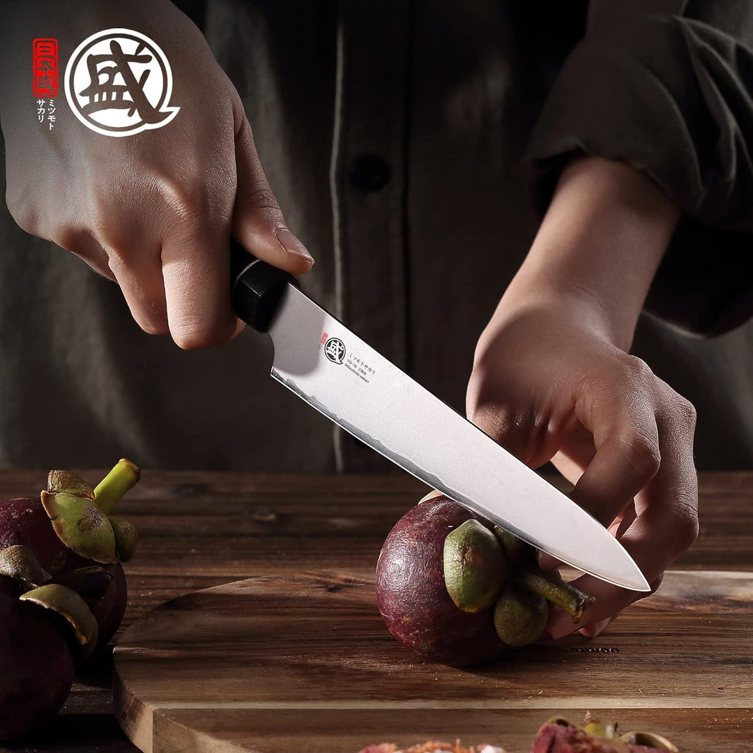 MITSUMOTO SAKARI 14 cm Japanisches Gemüsemesser, Handgeschmiedetes Obstmesser, Professionelles Schäl