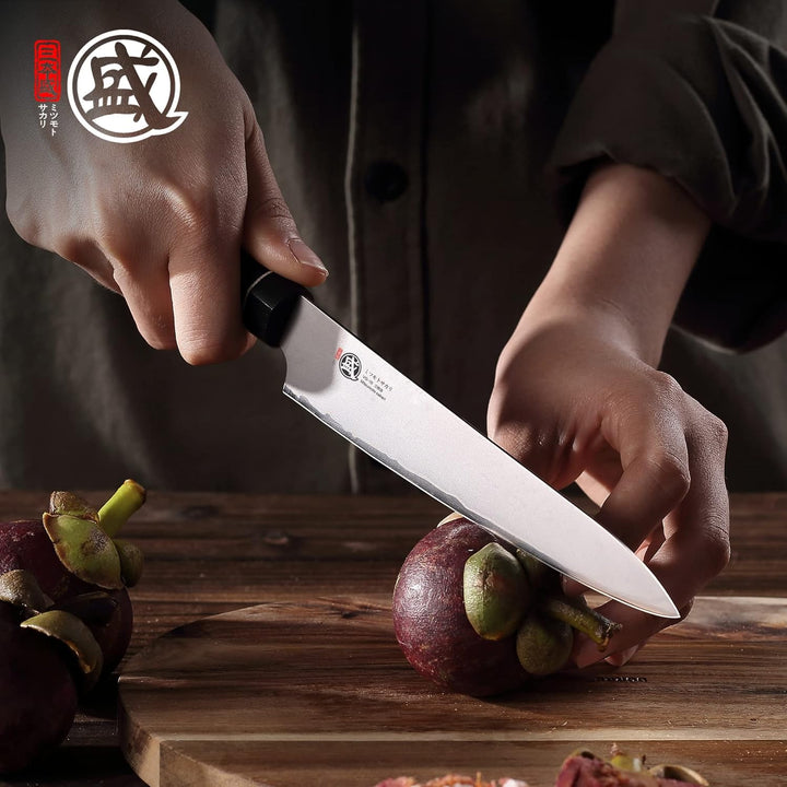 MITSUMOTO SAKARI 14 cm Japanisches Gemüsemesser, Handgeschmiedetes Obstmesser, Professionelles Schäl