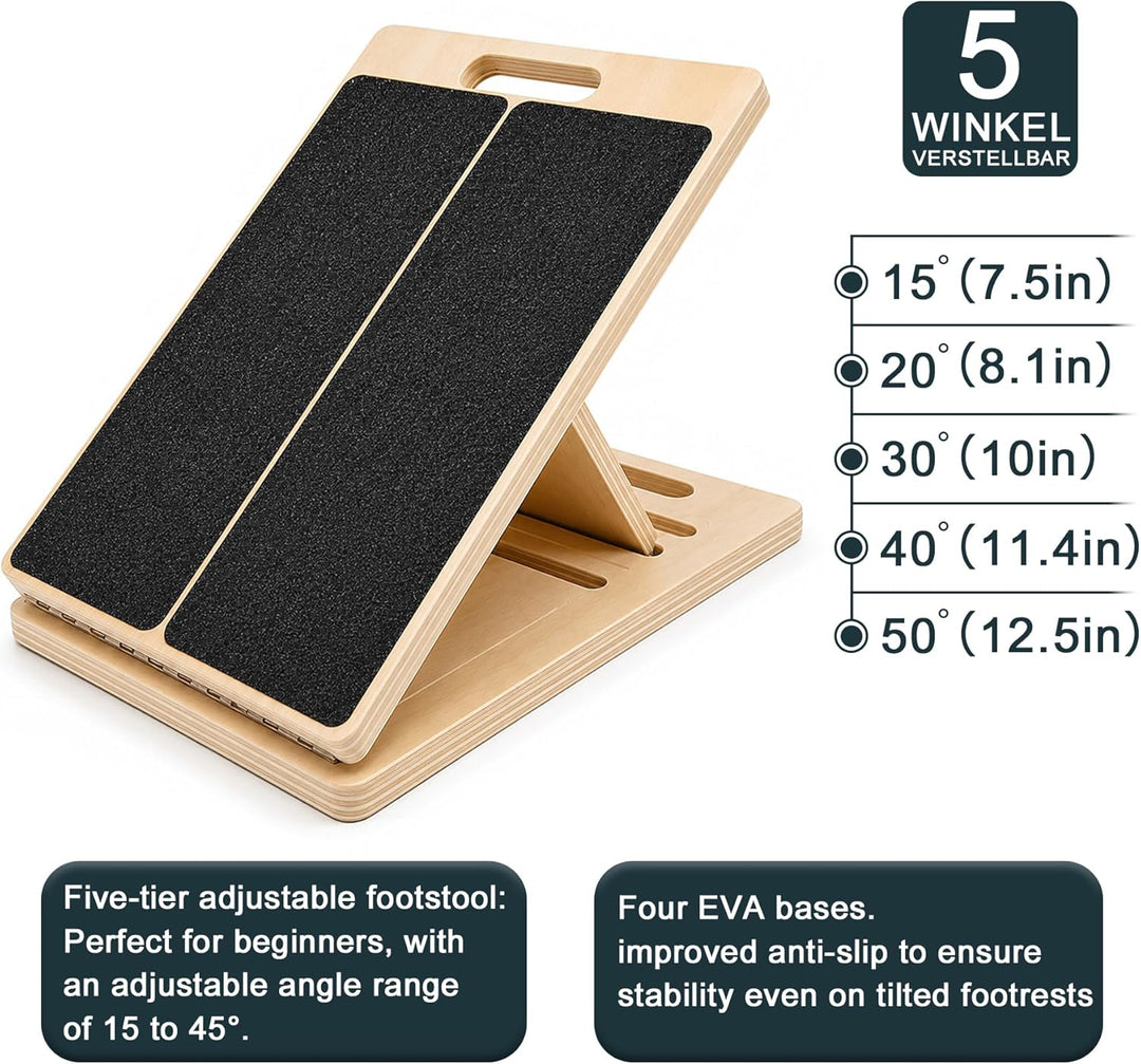 2025 Neu Portable Wooden Slant Board Mit Griff,Einstellbarer Anti-Rutsch Geneigte Schrägbrett(5 Wink
