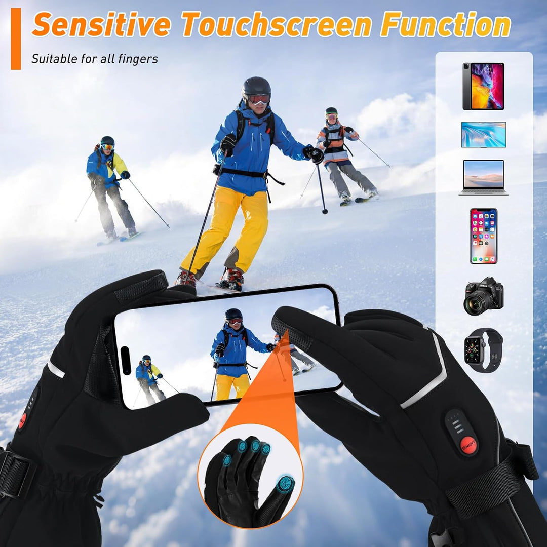 COVVY Beheizte Handschuhe,3 beheizte, temperaturverstellbare Touchscreen-Handschuhe,wiederaufladbare